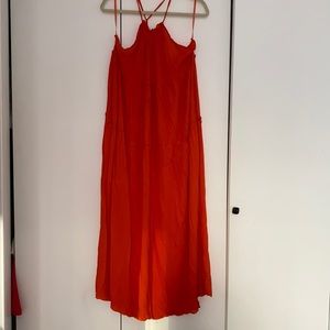 Orange Flowy Halter Dress